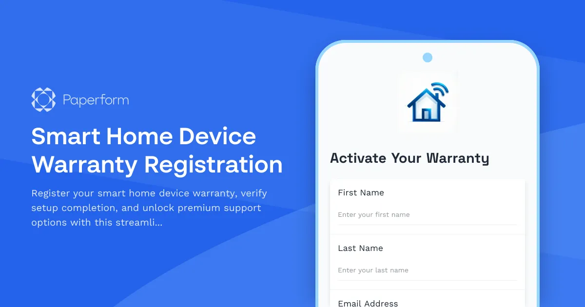 Smart Home Device Warranty Registration