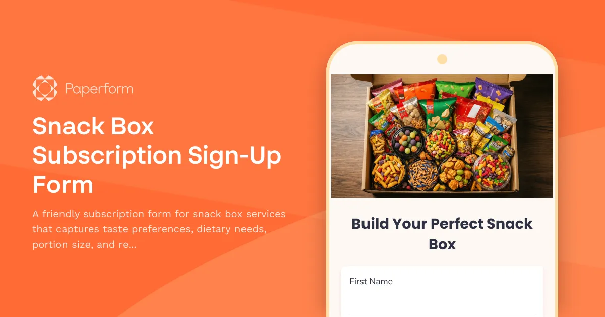 Snack Box Subscription Sign-Up Form