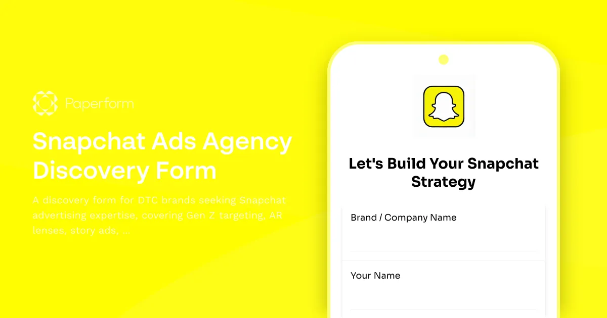 Snapchat Ads Agency Discovery Form