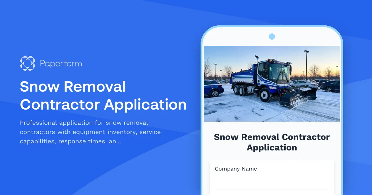 Snow Removal Contractor Application