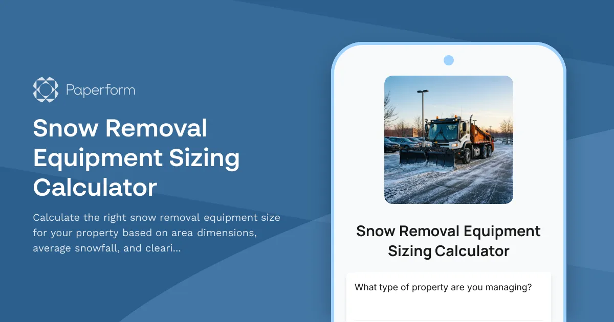 Snow Removal Equipment Sizing Calculator