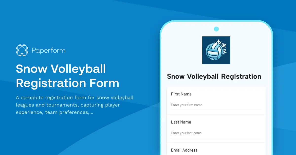 Snow Volleyball Registration Form