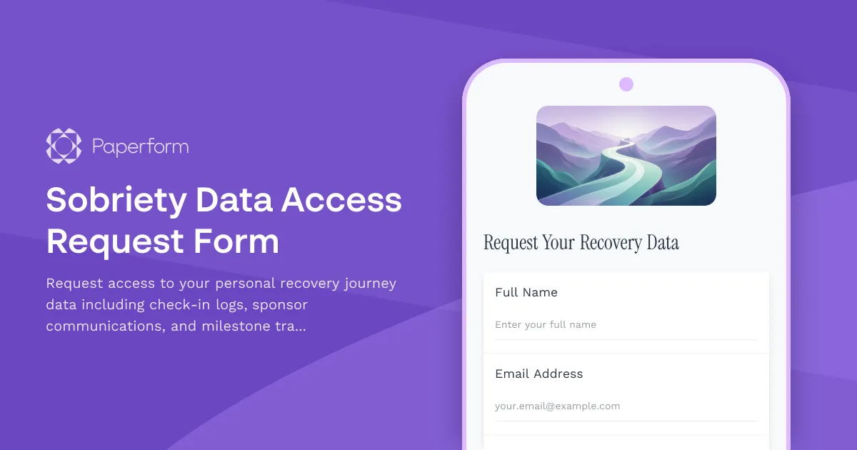 Sobriety Data Access Request Form