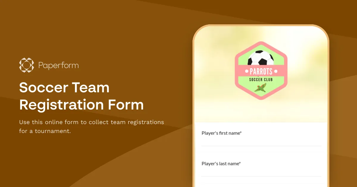 Soccer Team Registration Form