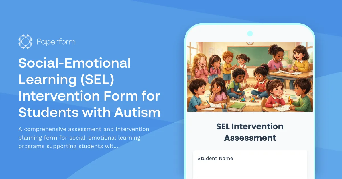 Social-Emotional Learning (SEL) Intervention Form for Students with Autism