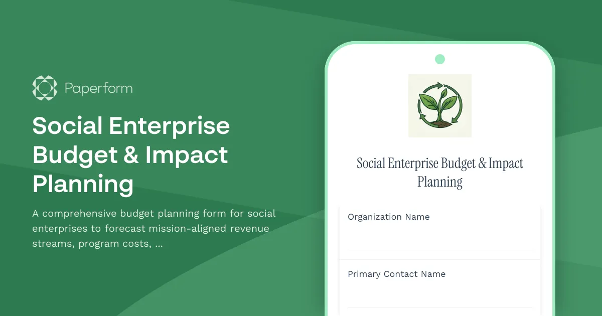 Social Enterprise Budget & Impact Planning