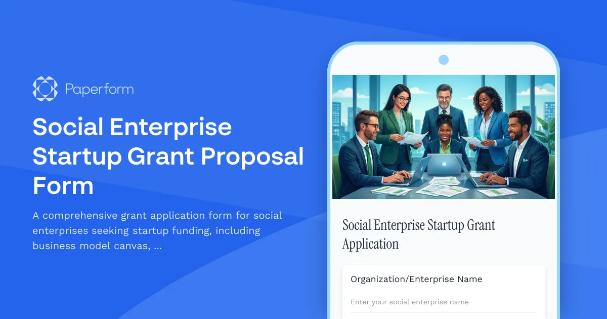 Social Enterprise Startup Grant Proposal Form
