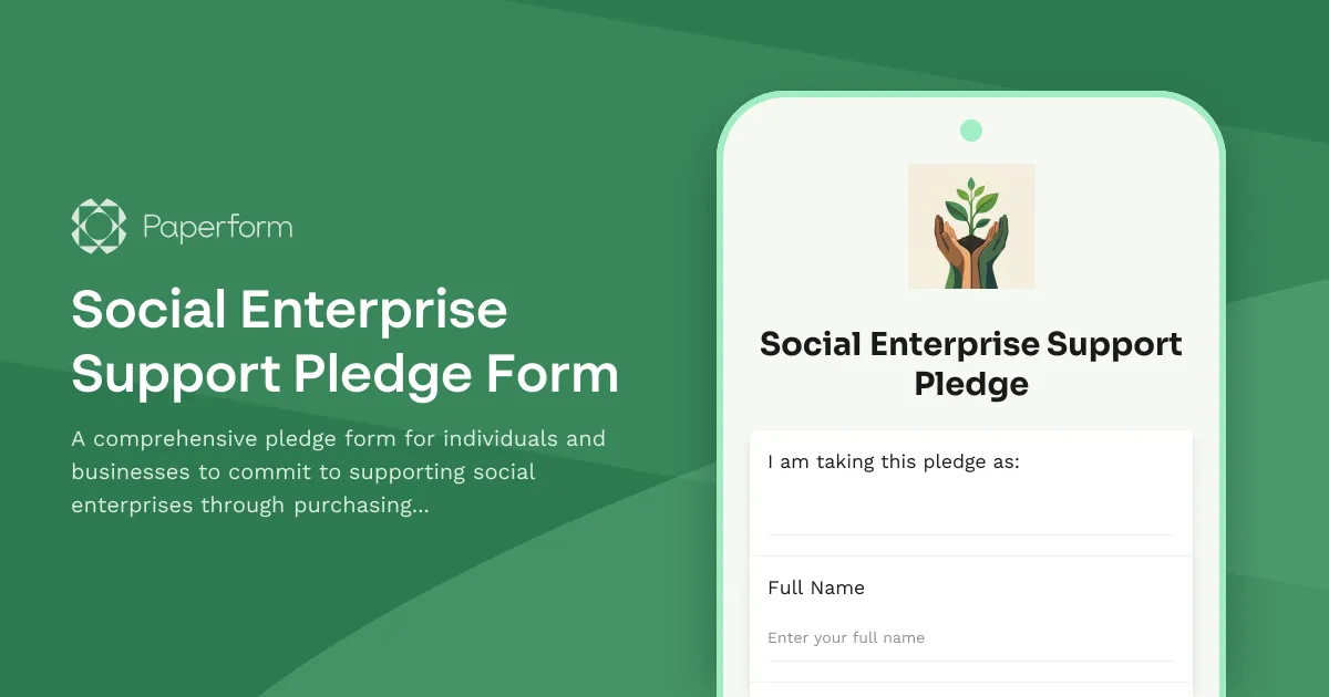 Social Enterprise Support Pledge Form