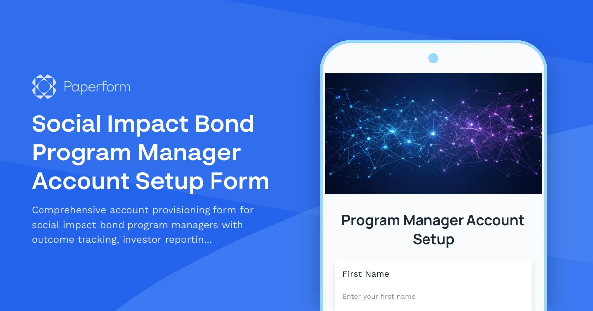 Social Impact Bond Program Manager Account Setup Form