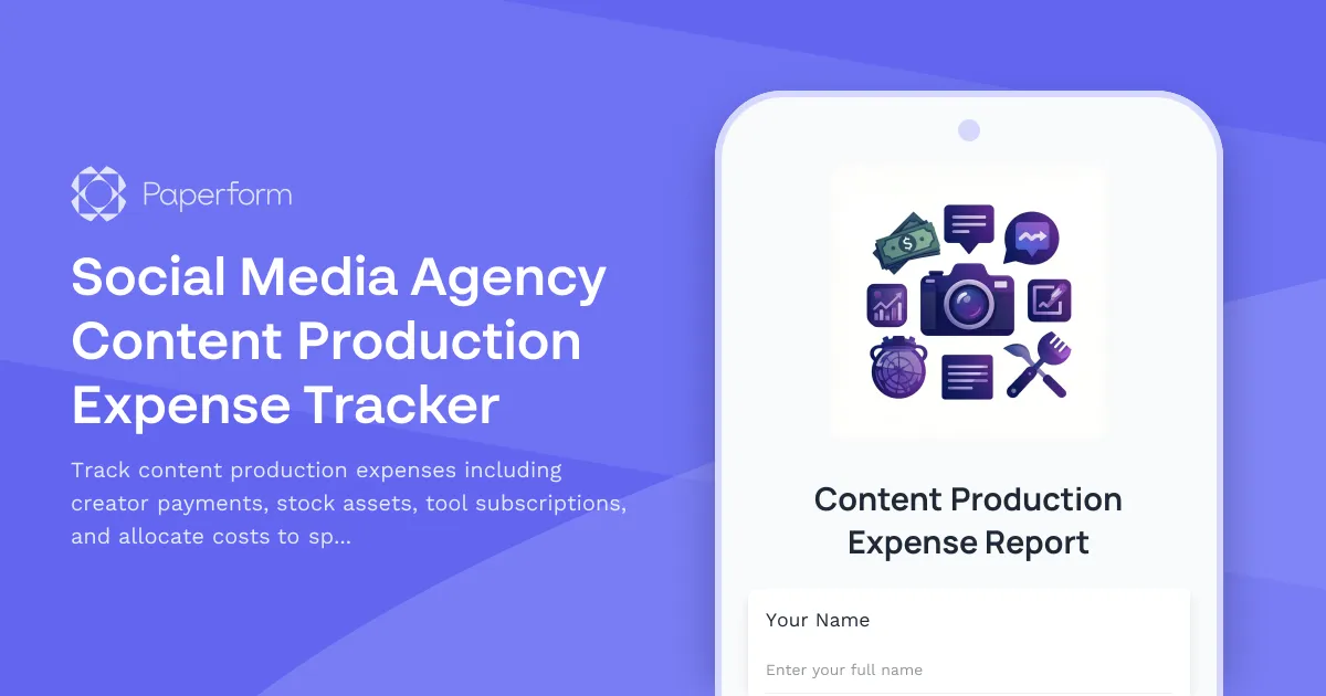 Social Media Agency Content Production Expense Tracker