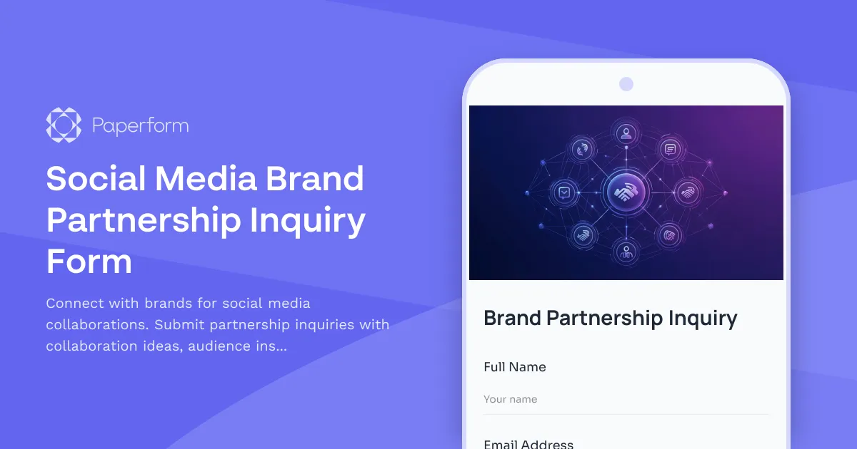 Social Media Brand Partnership Inquiry Form