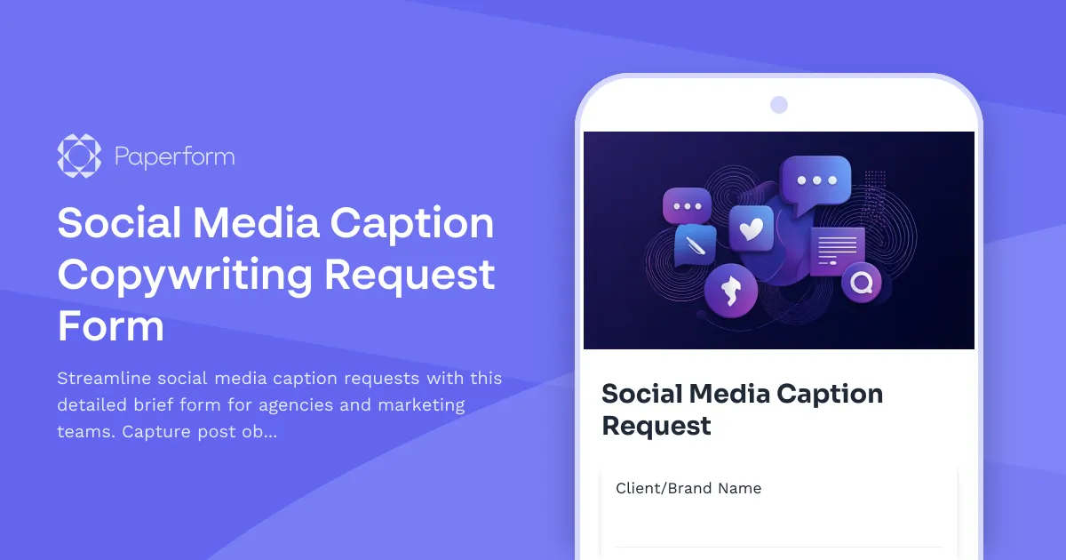 Social Media Caption Copywriting Request Form