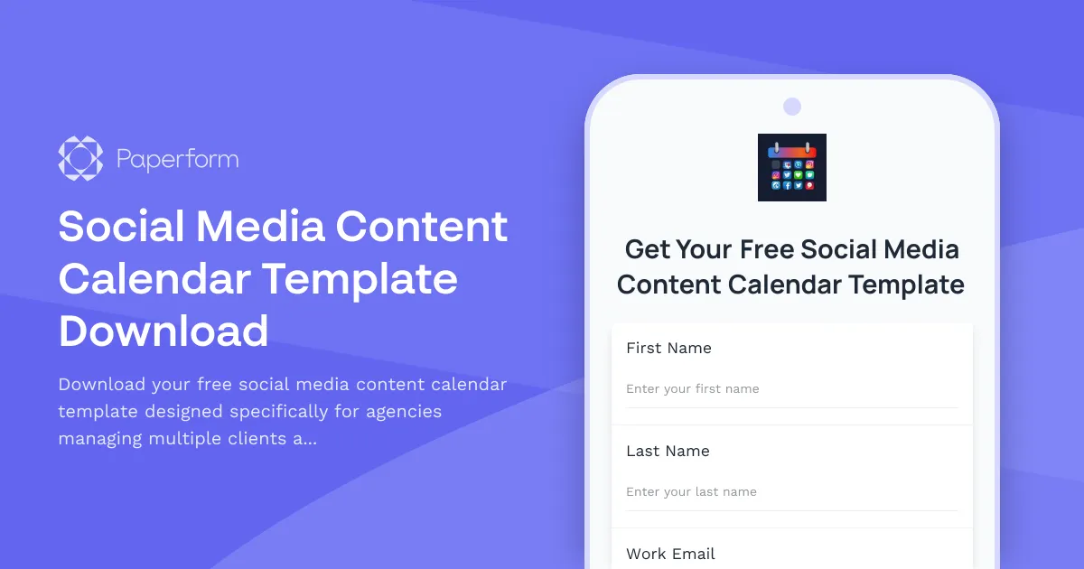 Social Media Content Calendar Template Download