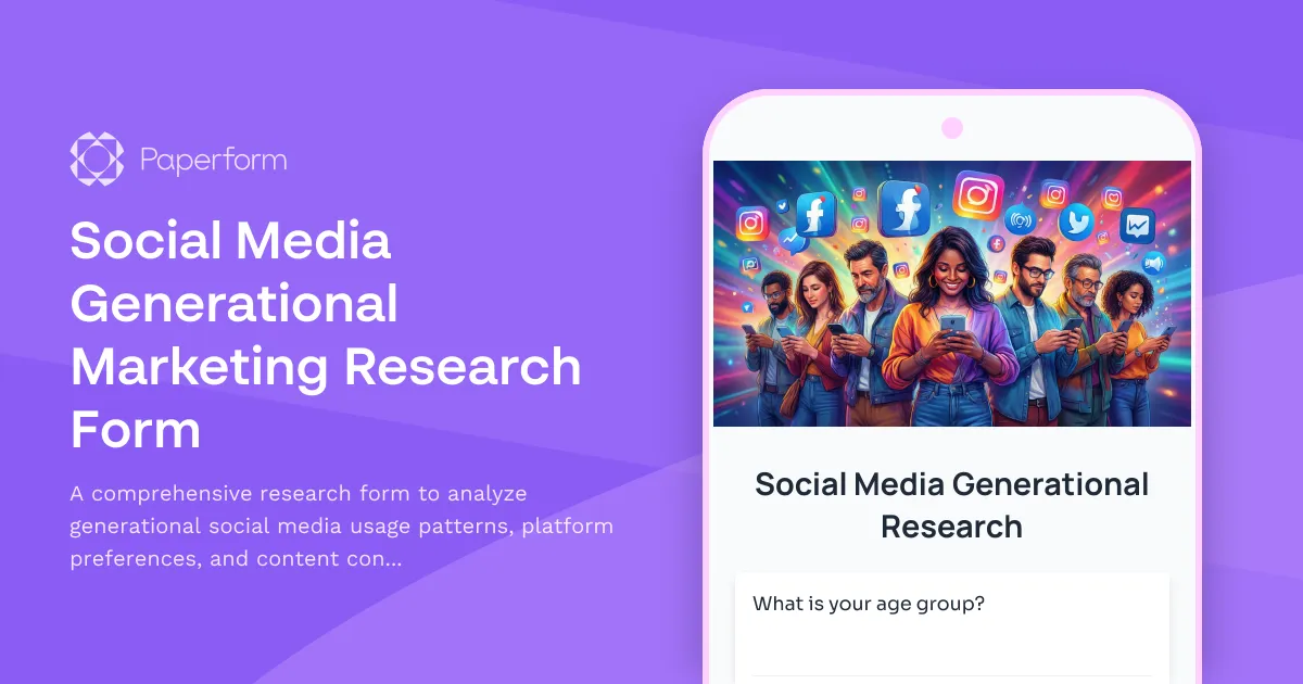 Social Media Generational Marketing Research Form