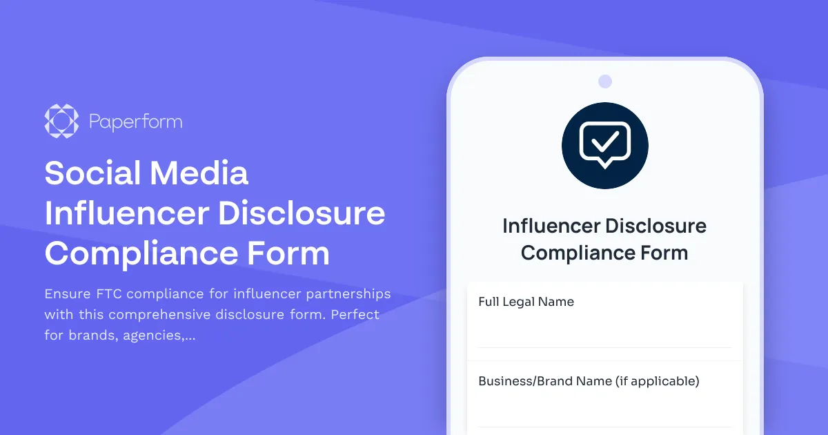 Social Media Influencer Disclosure Compliance Form