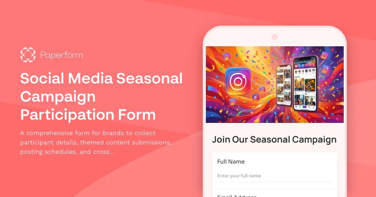 Social Media Seasonal Campaign Participation Form