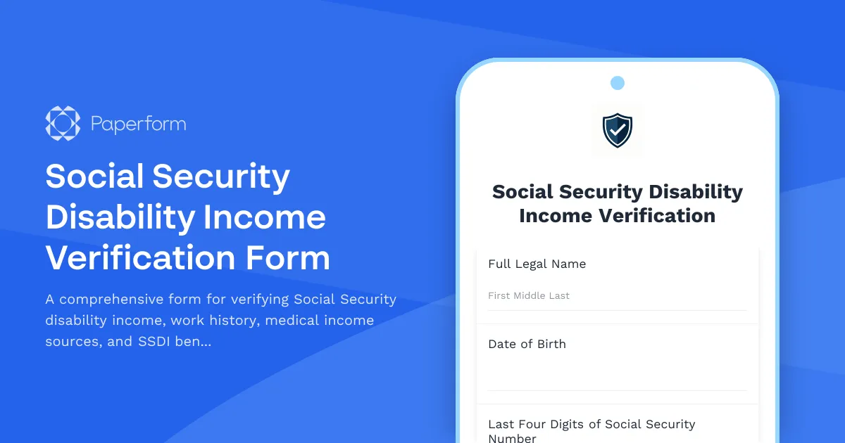Social Security Disability Income Verification Form