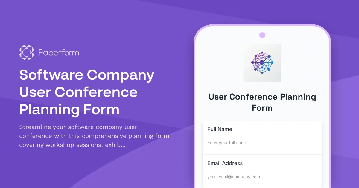 Software Company User Conference Planning Form