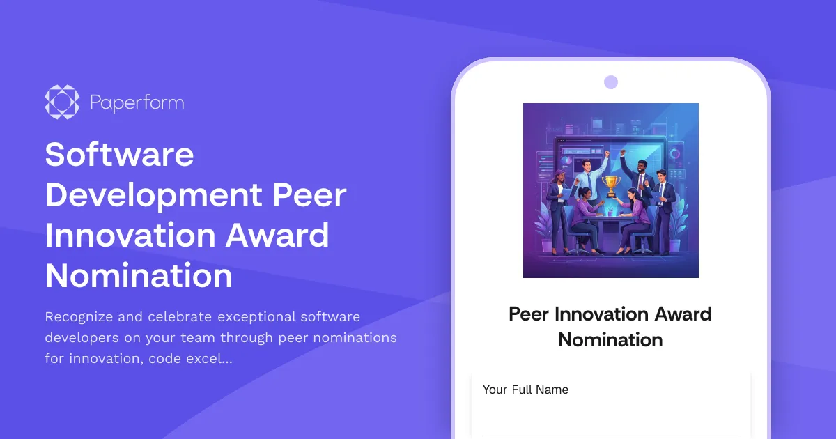 Software Development Peer Innovation Award Nomination
