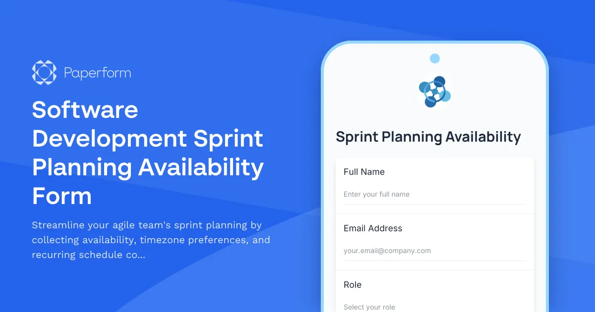 Software Development Sprint Planning Availability Form