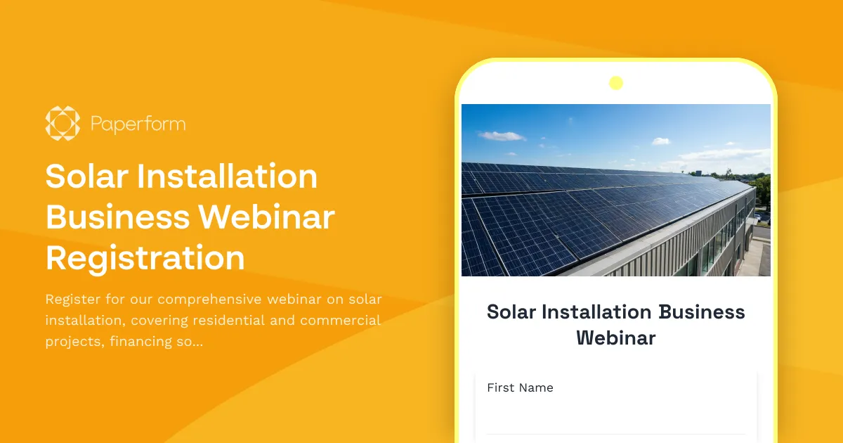 Solar Installation Business Webinar Registration