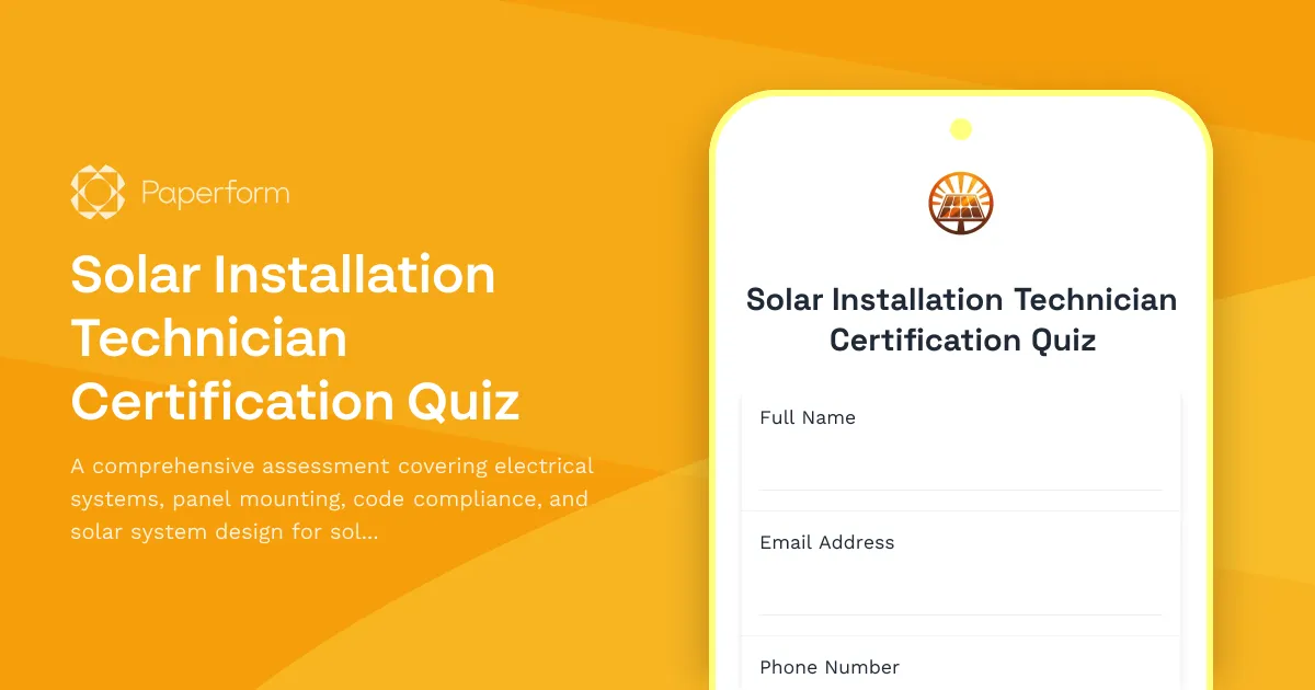 Solar Installation Technician Certification Quiz