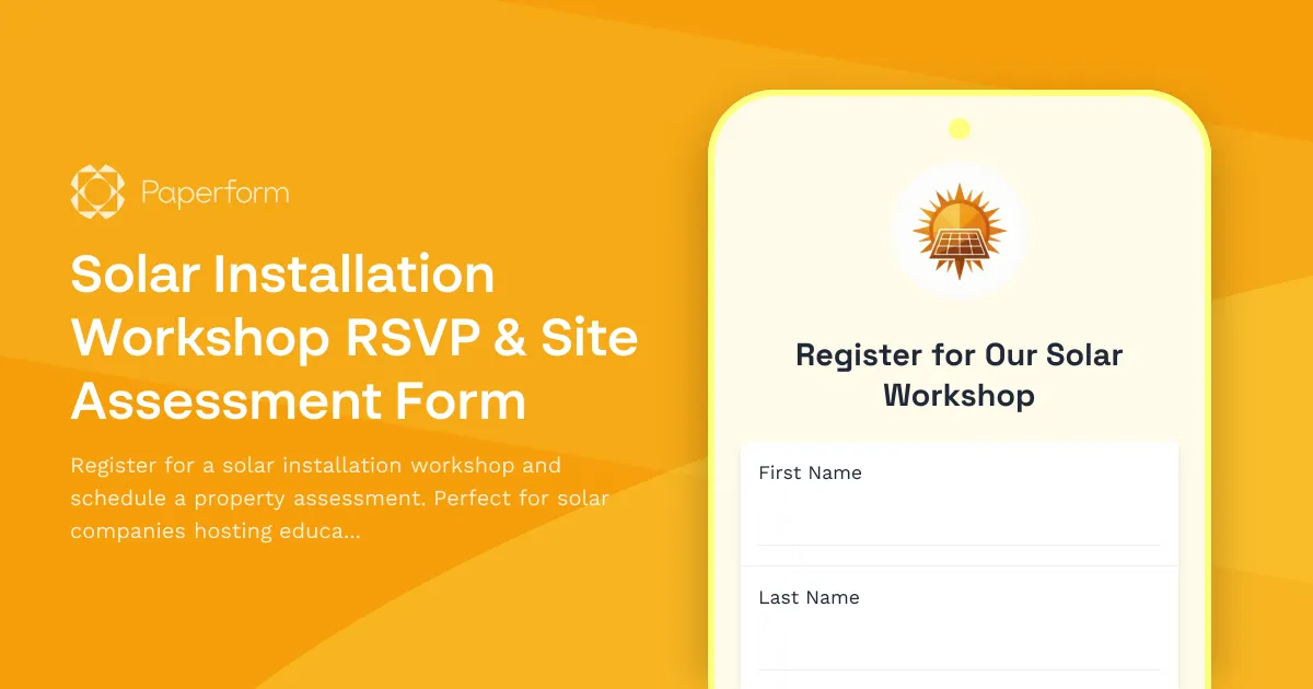 Solar Installation Workshop RSVP & Site Assessment Form