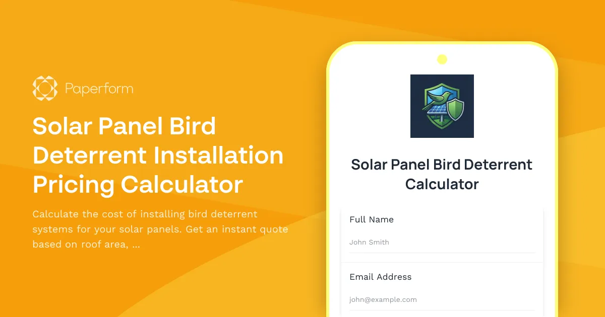 Solar Panel Bird Deterrent Installation Pricing Calculator