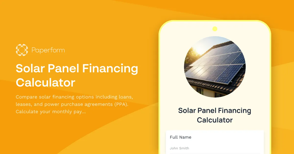 Solar Panel Financing Calculator