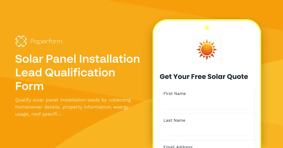 Solar Panel Installation Lead Qualification Form