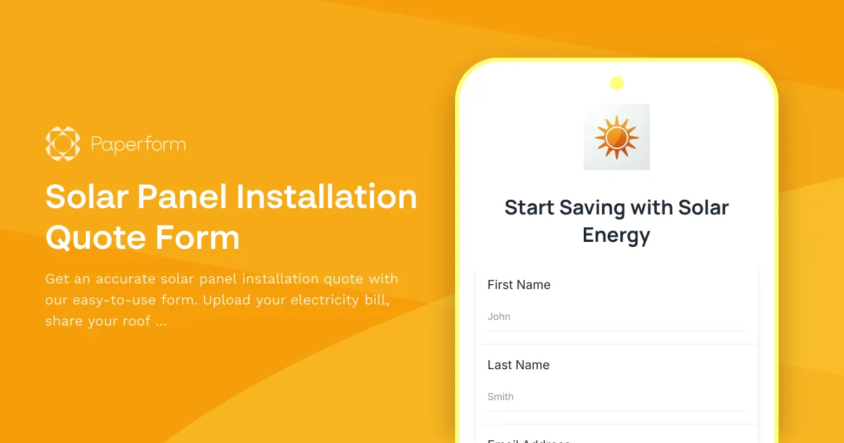 Solar Panel Installation Quote Form