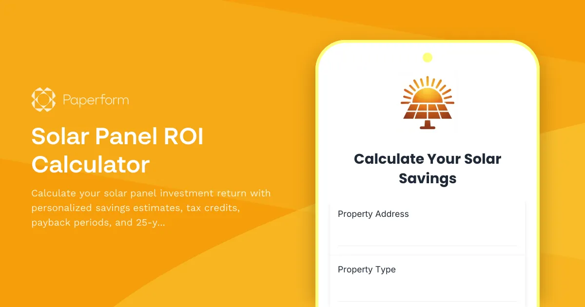 Solar Panel ROI Calculator