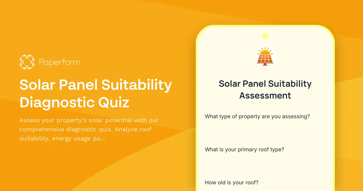 Solar Panel Suitability Diagnostic Quiz