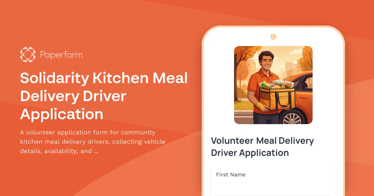 Solidarity Kitchen Meal Delivery Driver Application