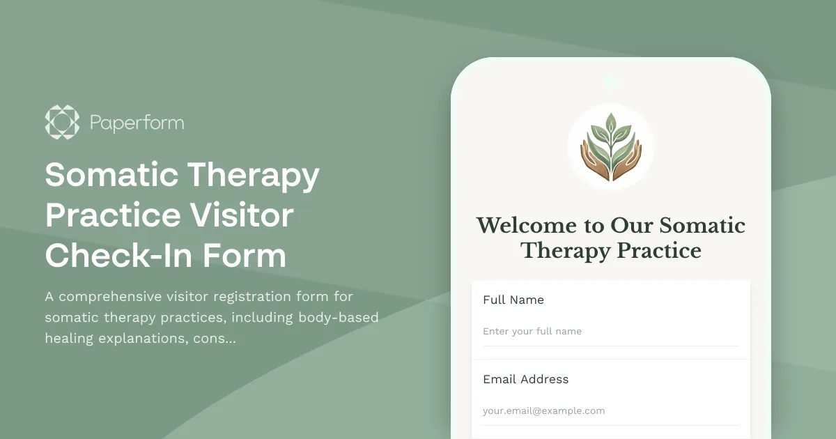 Somatic Therapy Practice Visitor Check-In Form
