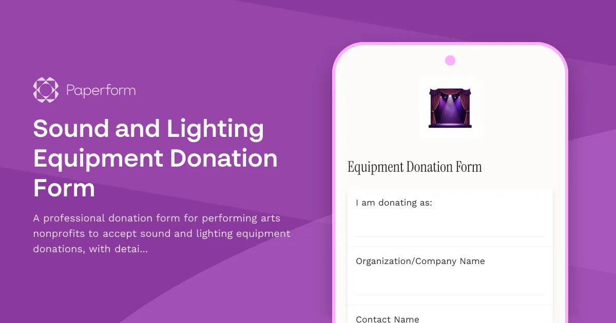 Sound and Lighting Equipment Donation Form
