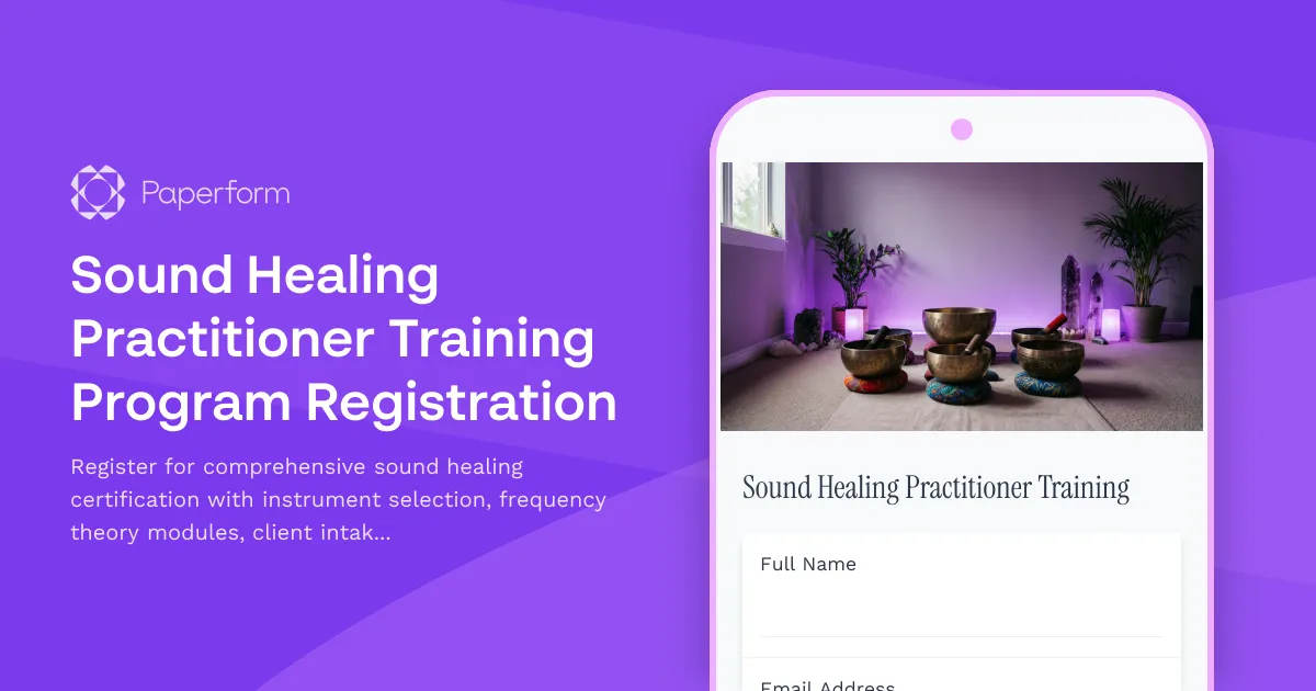 Sound Healing Practitioner Training Program Registration
