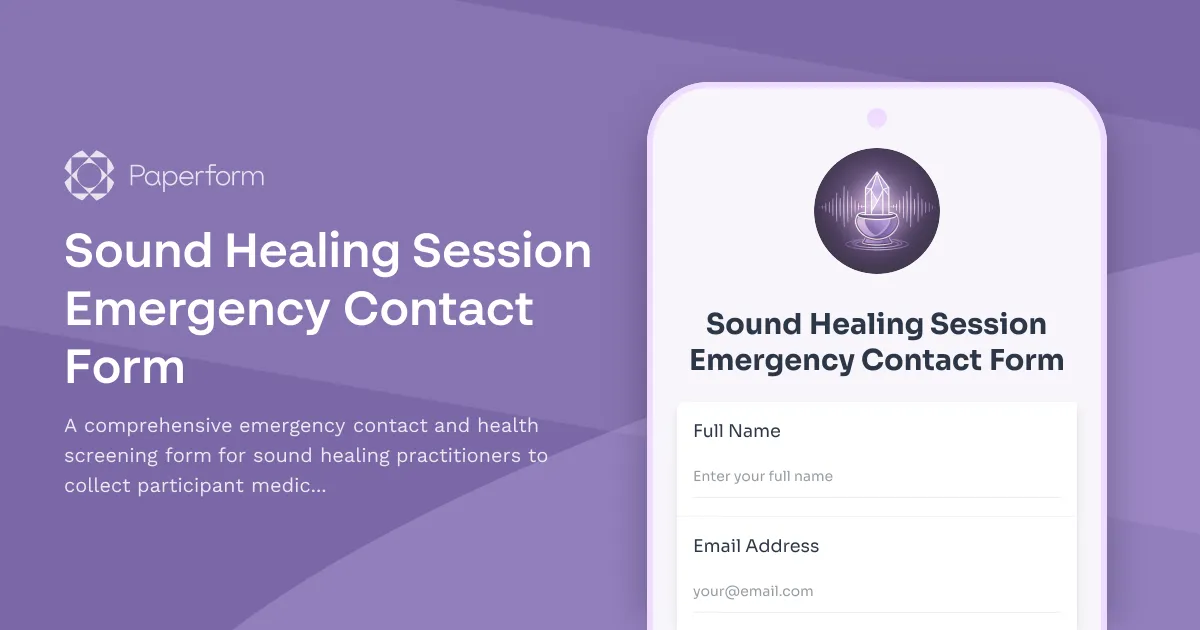 Sound Healing Session Emergency Contact Form