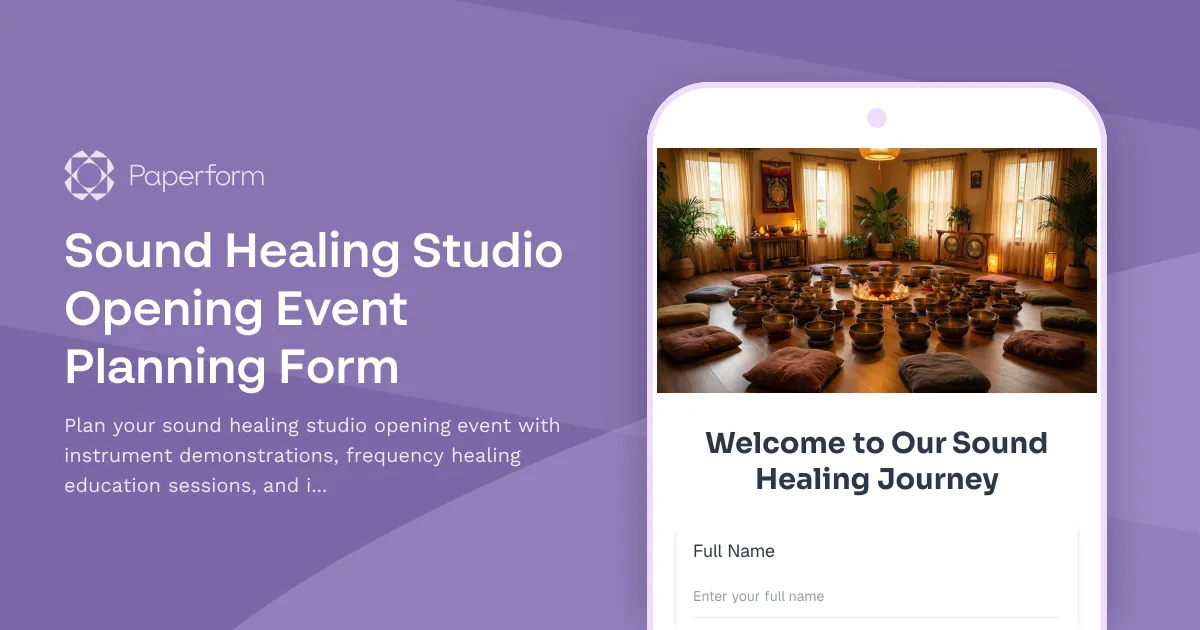 Sound Healing Studio Opening Event Planning Form
