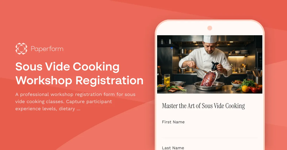 Sous Vide Cooking Workshop Registration