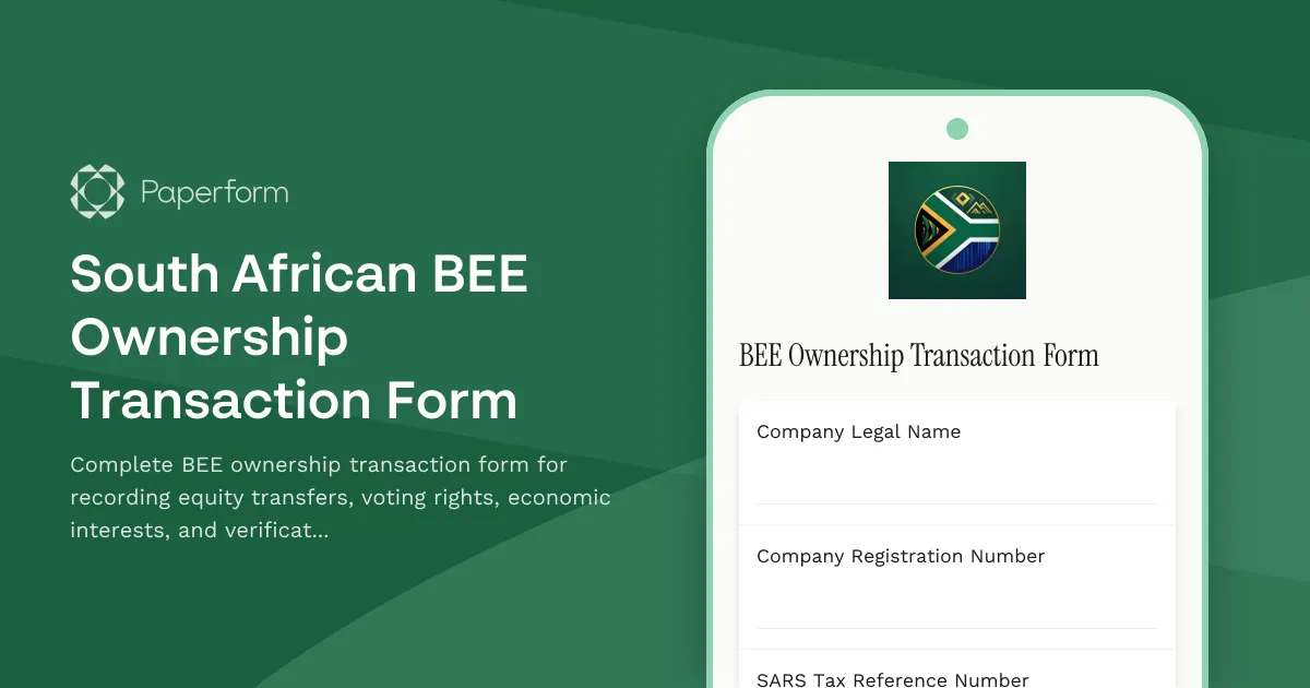 South African BEE Ownership Transaction Form