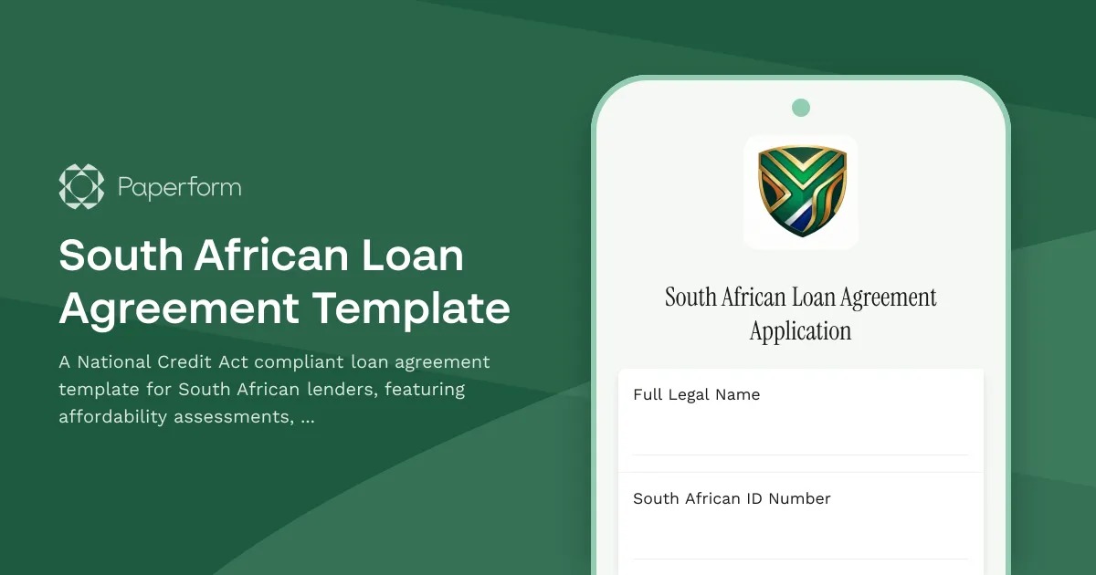 South African Loan Agreement Template