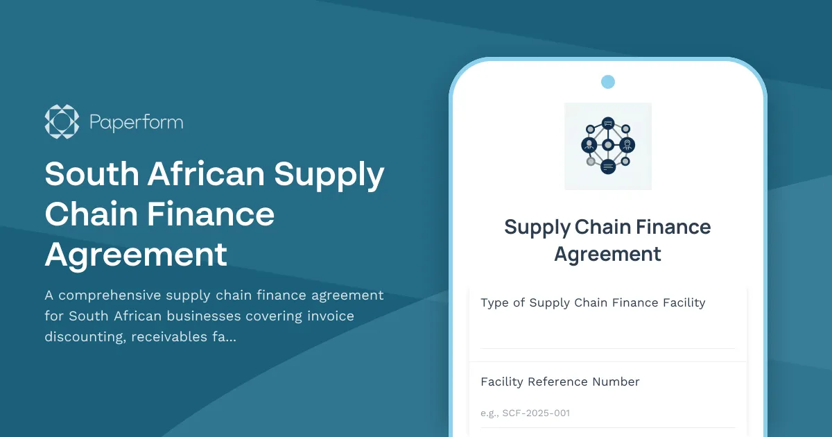 South African Supply Chain Finance Agreement