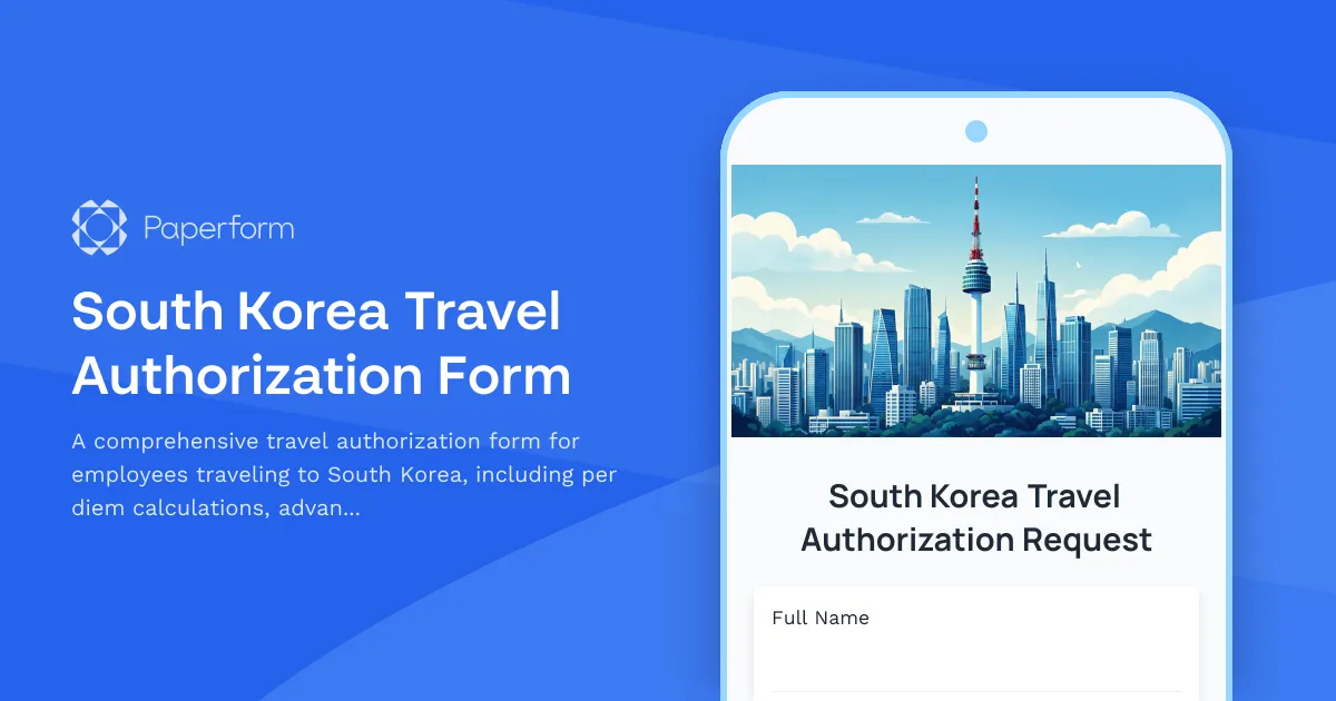 South Korea Travel Authorization Form