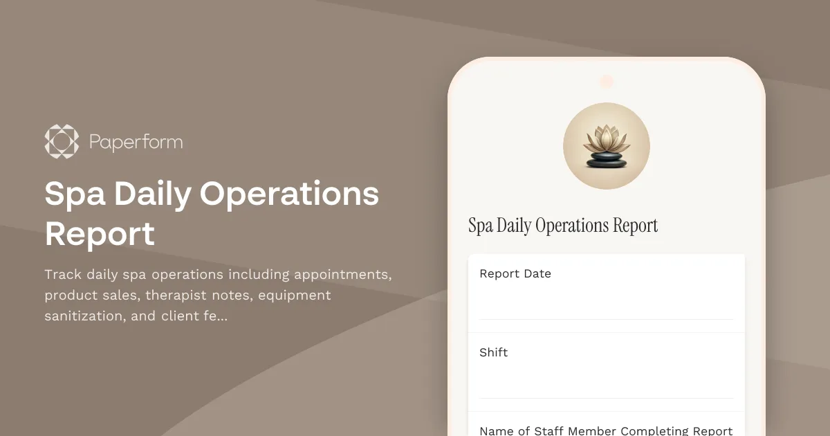Spa Daily Operations Report
