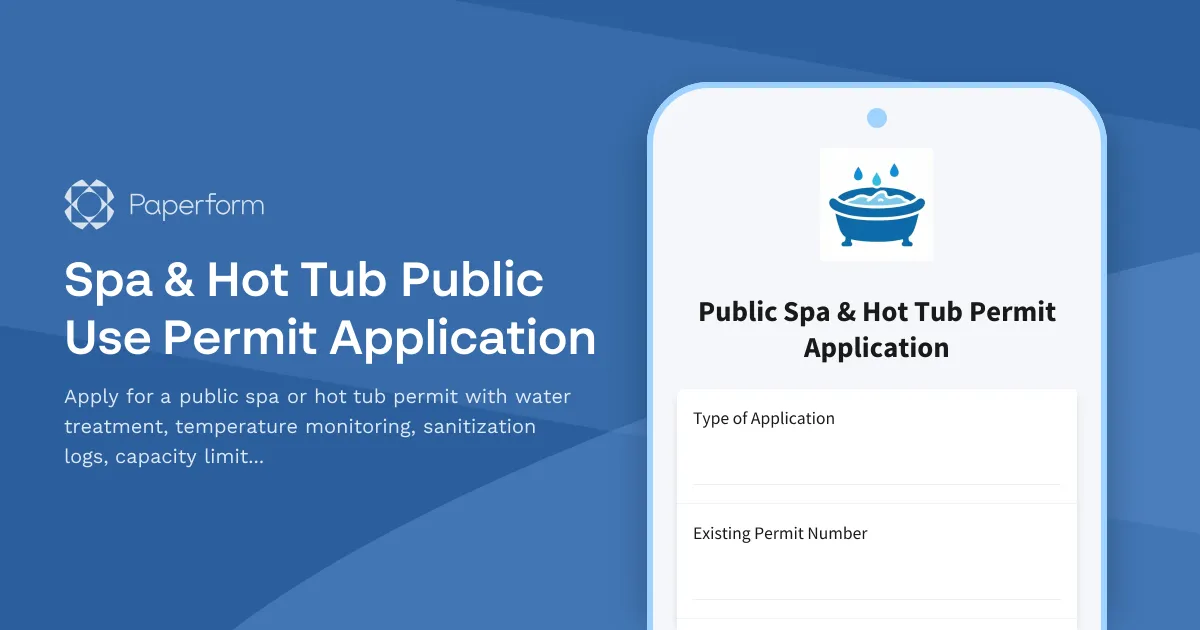 Spa & Hot Tub Public Use Permit Application