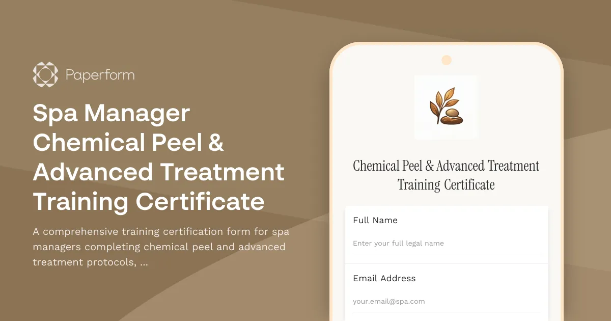Spa Manager Chemical Peel & Advanced Treatment Training Certificate