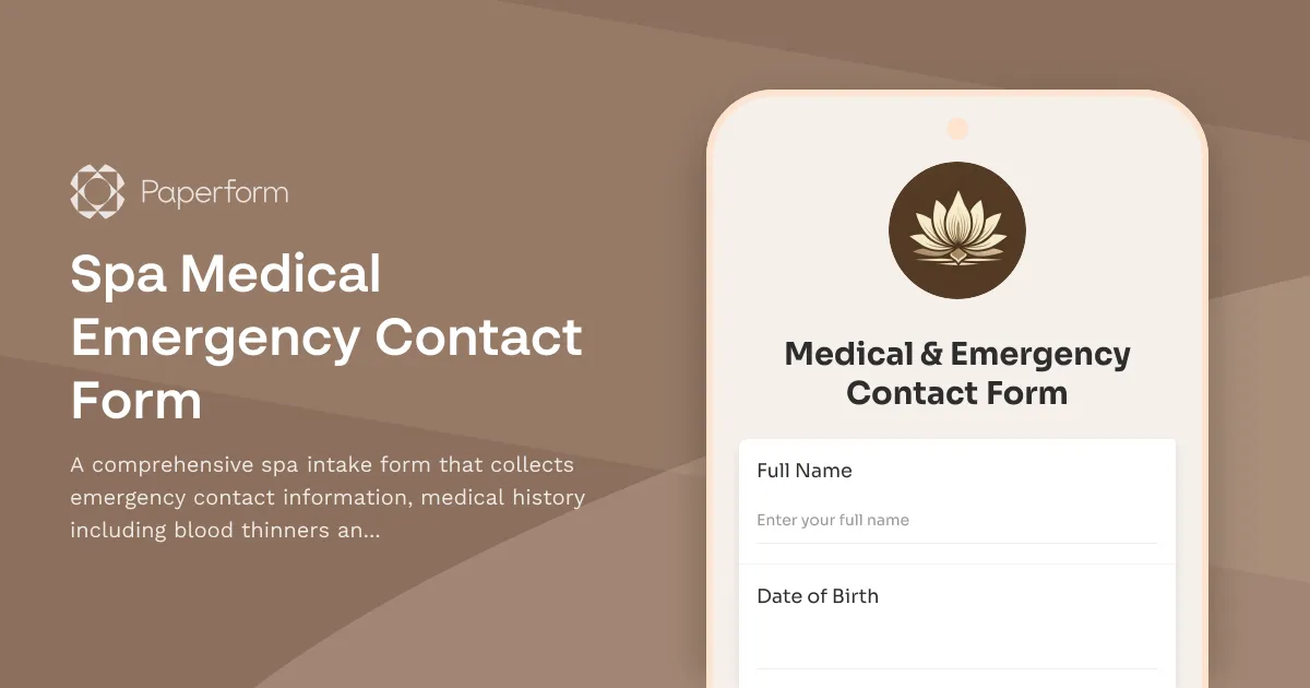 Spa Medical Emergency Contact Form