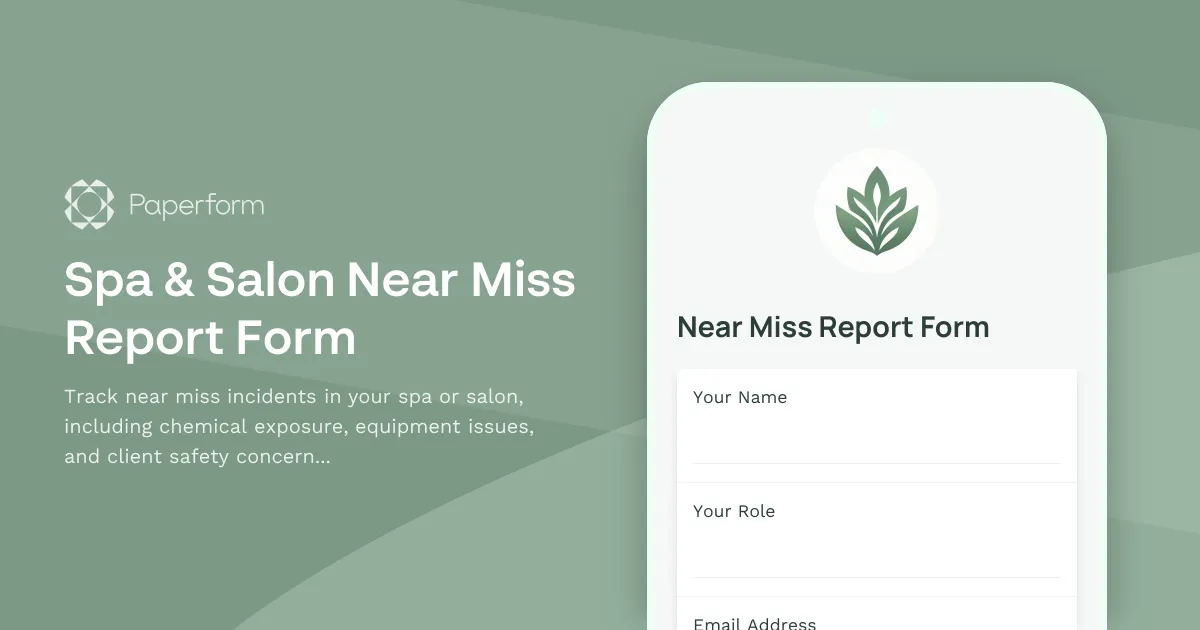 Spa & Salon Near Miss Report Form