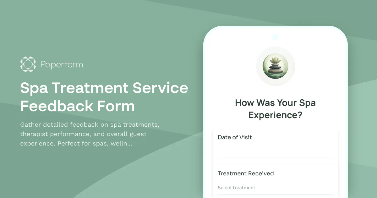 Spa Treatment Service Feedback Form